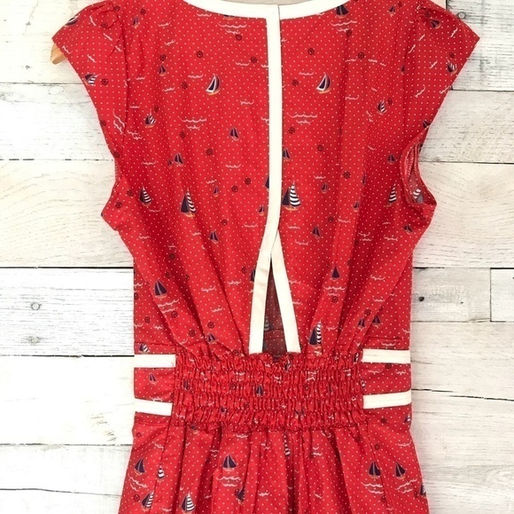 Trollied Dolly Red Sailboat Seaside Dress Medium - Picture 4 of 4